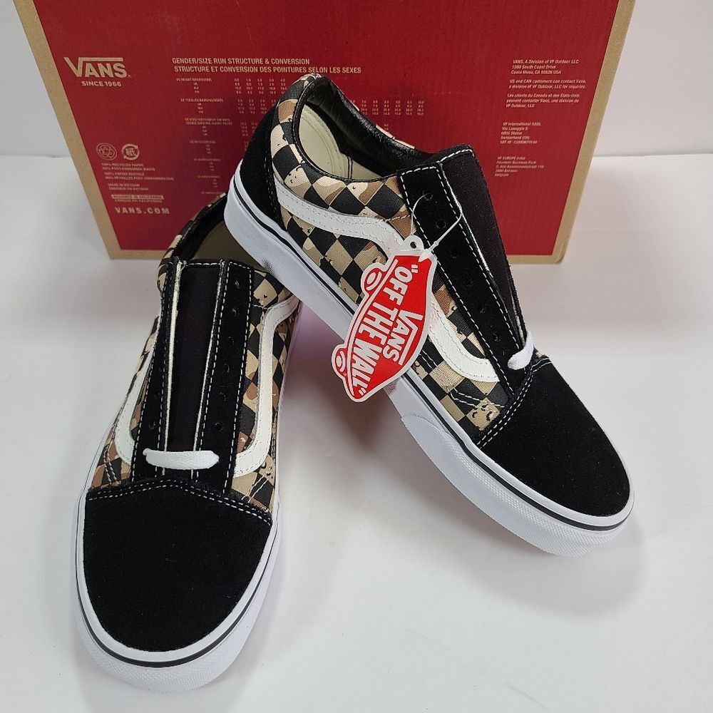 Vans Old Skool Checkerboard Desert Camo Sneakers Women Size 7.5 Men Size 6